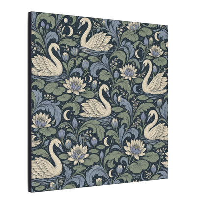 Moonlit Swan Pattern — Matte Stretched Canvas