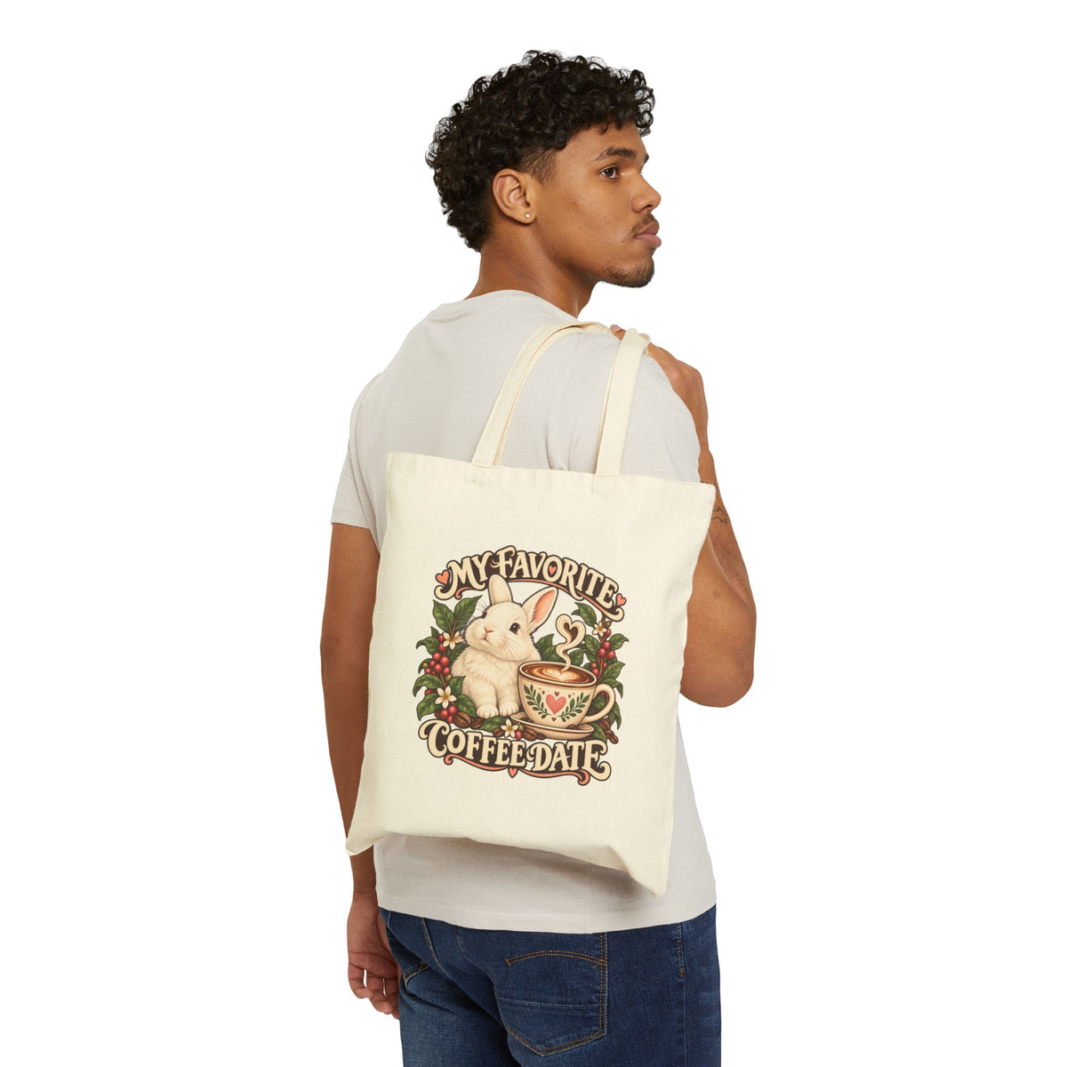 Coffee Companion — Custom Pet Portrait Canvas Tote