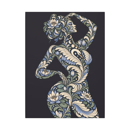 Moonlit Swan Reverie — Matte Stretched Canvas