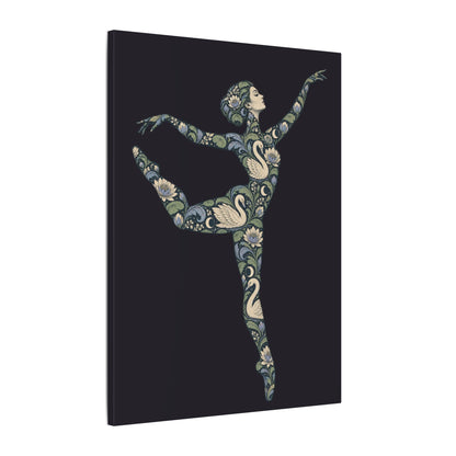 Moonlit Swan Muse — Matte Stretched Canvas
