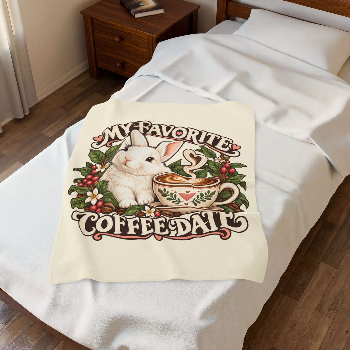Coffee Companion — Custom Pet Portrait Plush Blanket