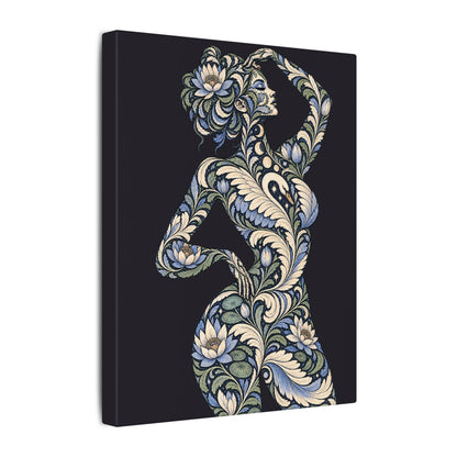 Moonlit Swan Reverie — Matte Stretched Canvas
