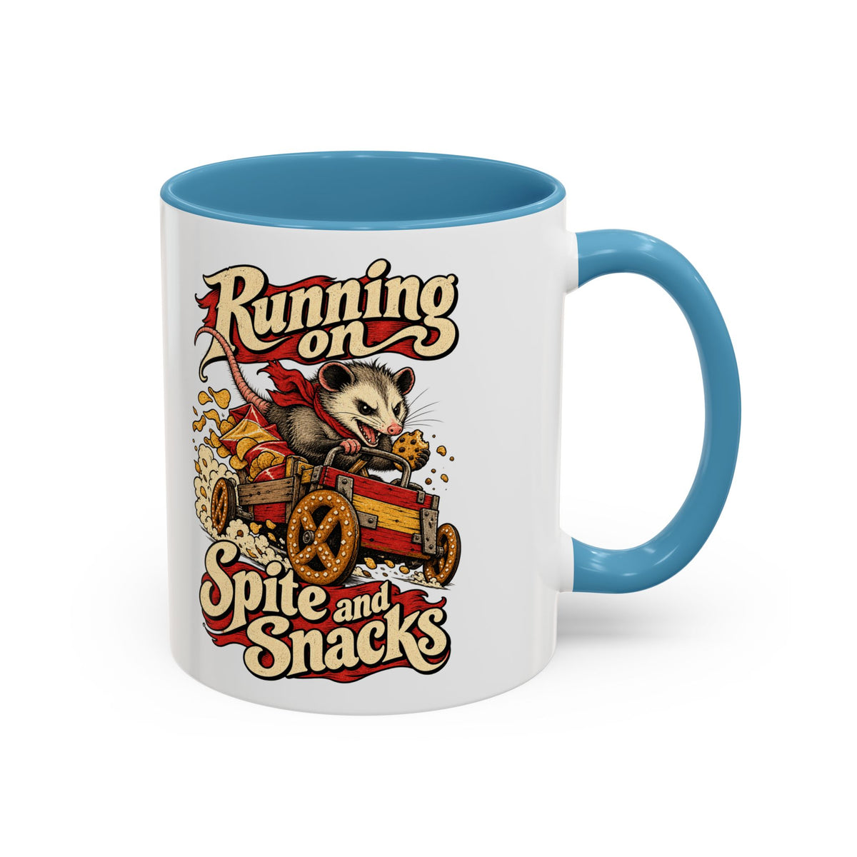 Running on Spite and Snacks — Accent Mug