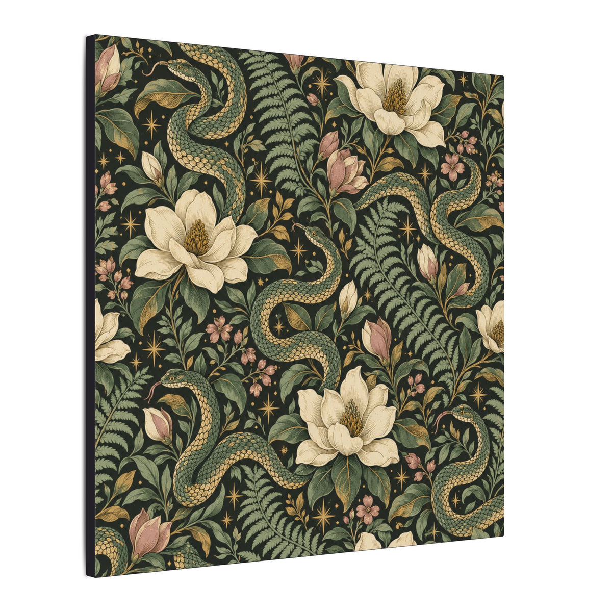 Serpent Magnolia Pattern — Matte Stretched Canvas