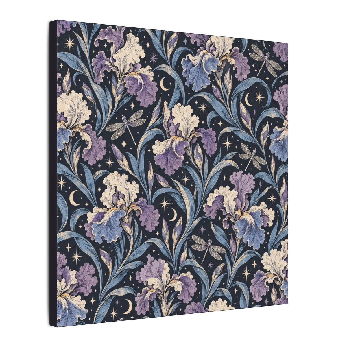 Iris Nocturne Pattern — Matte Stretched Canvas
