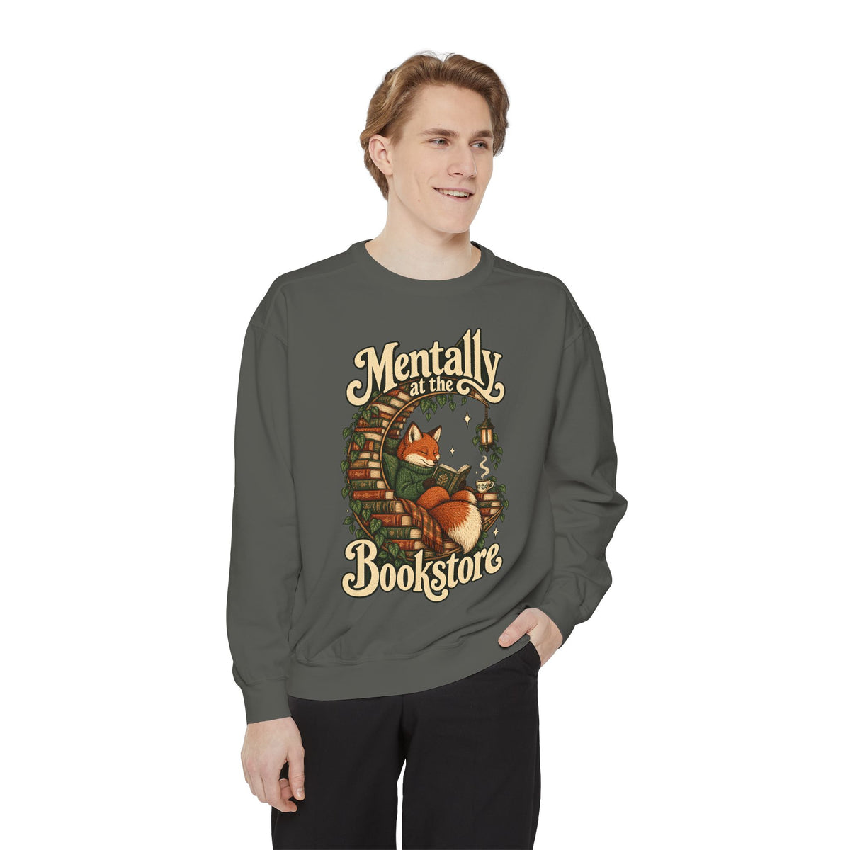 Mentally at the Bookstore — Garment-Dyed Crewneck