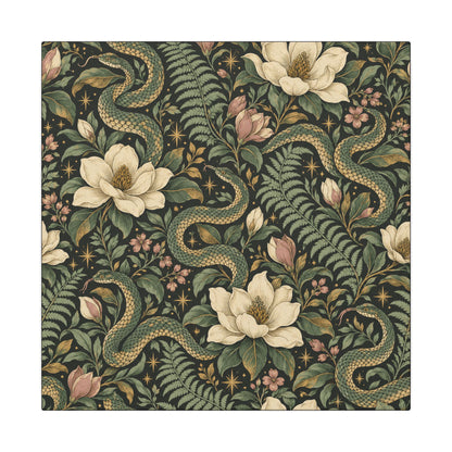 Serpent Magnolia Pattern — Matte Stretched Canvas