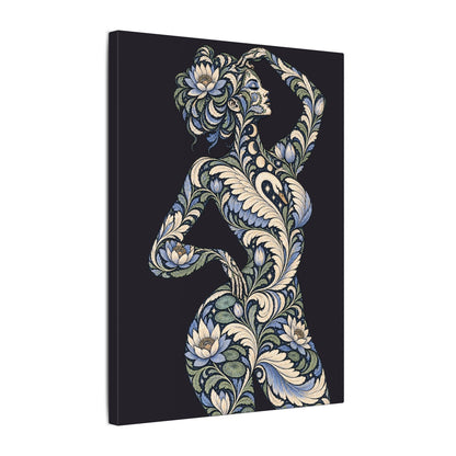 Moonlit Swan Reverie — Matte Stretched Canvas
