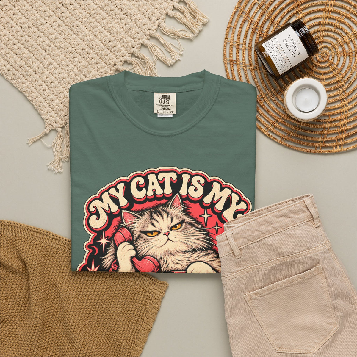 My Cat Is My Emergency Contact — Garment-Dyed Tee