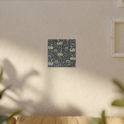 Moonlit Swan Pattern — Matte Stretched Canvas
