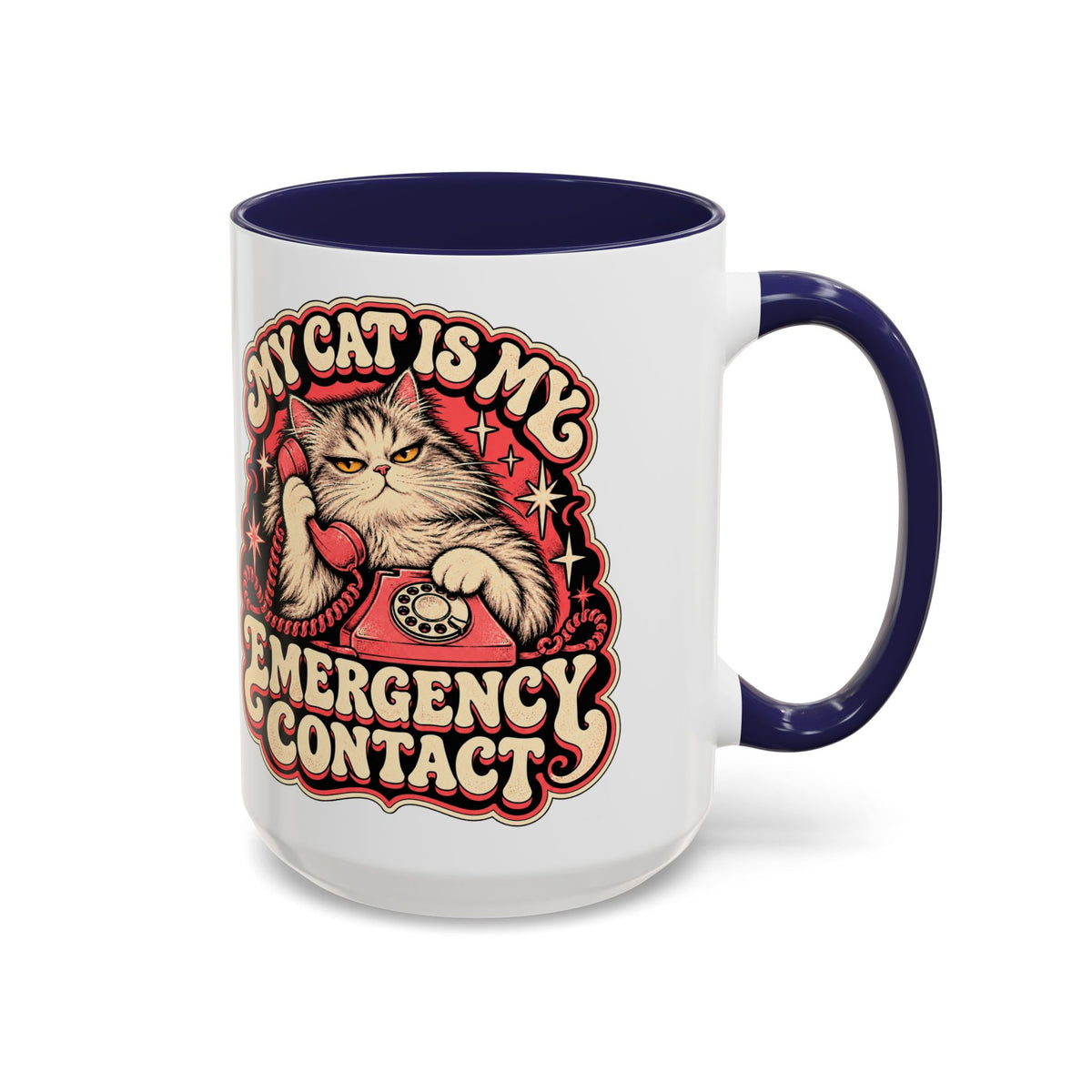 My Cat Is My Emergency Contact — Accent Mug