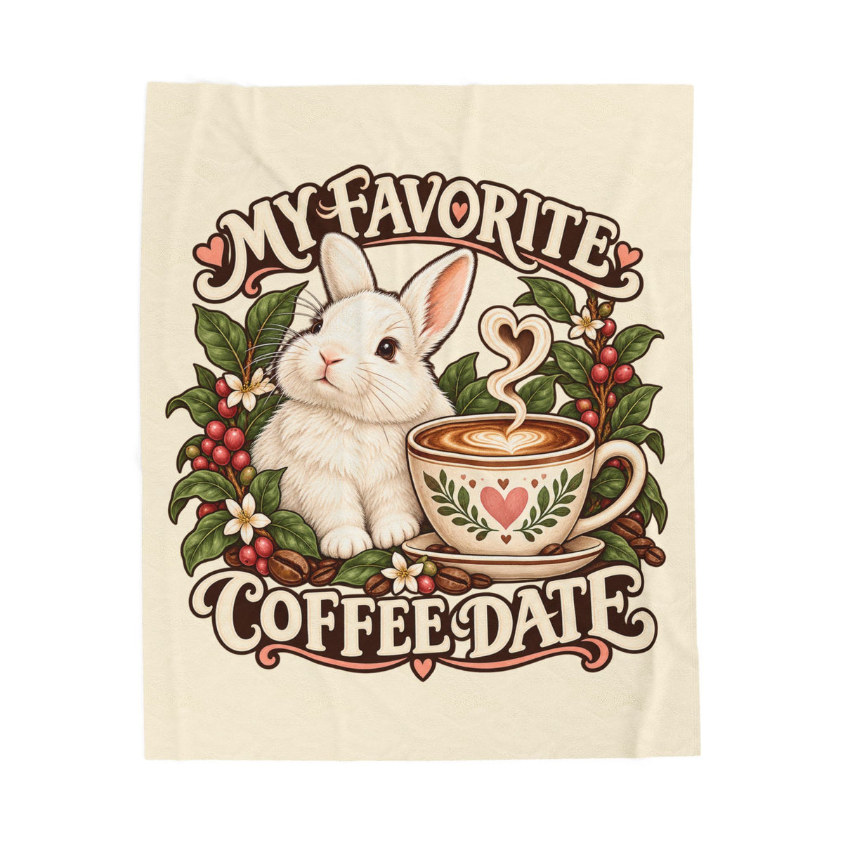 Coffee Companion — Custom Pet Portrait Plush Blanket