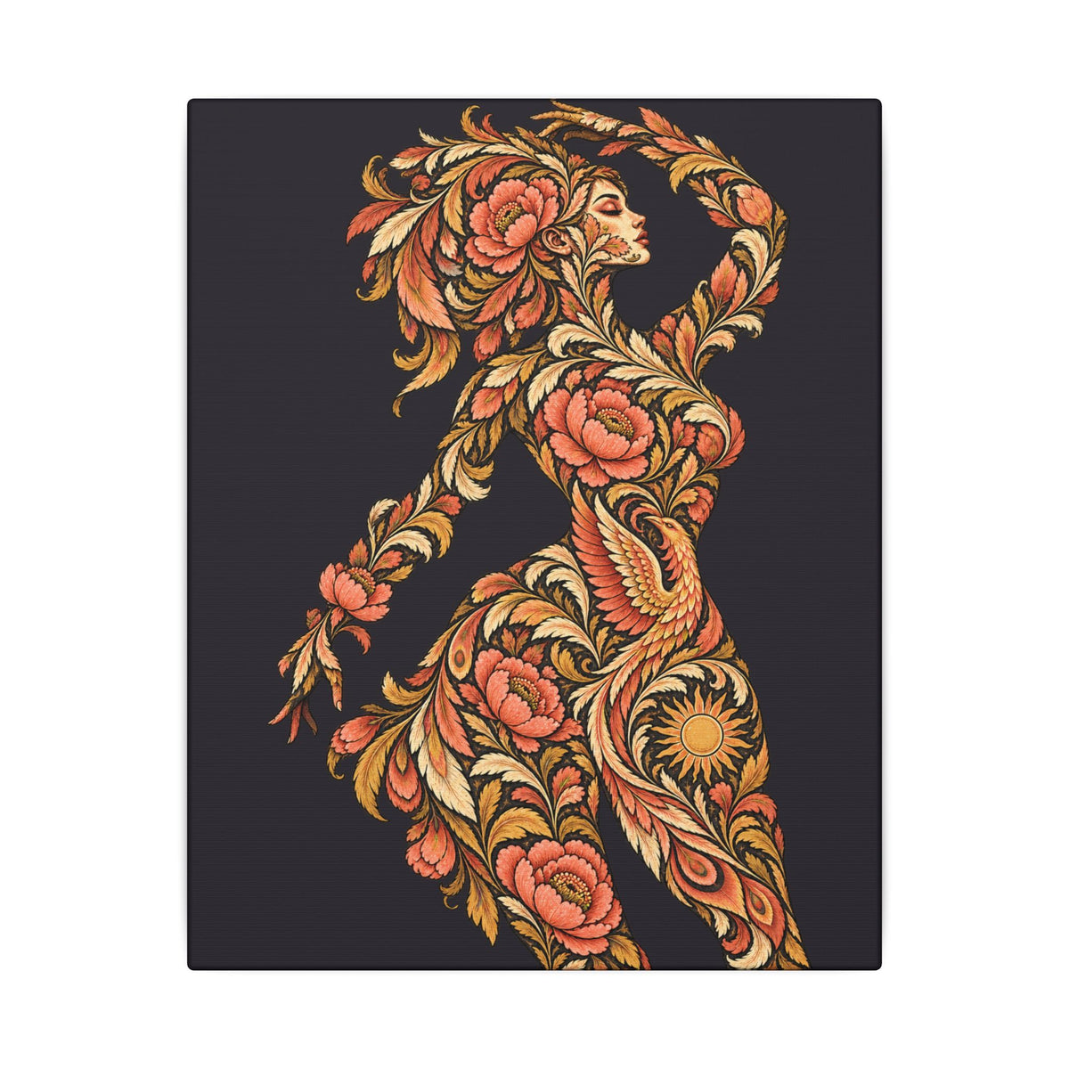 Phoenix Petals Reverie — Matte Stretched Canvas