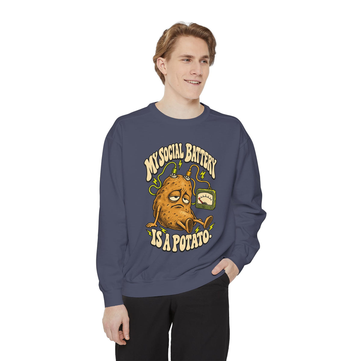 My Social Battery Is a Potato — Garment-Dyed Crewneck
