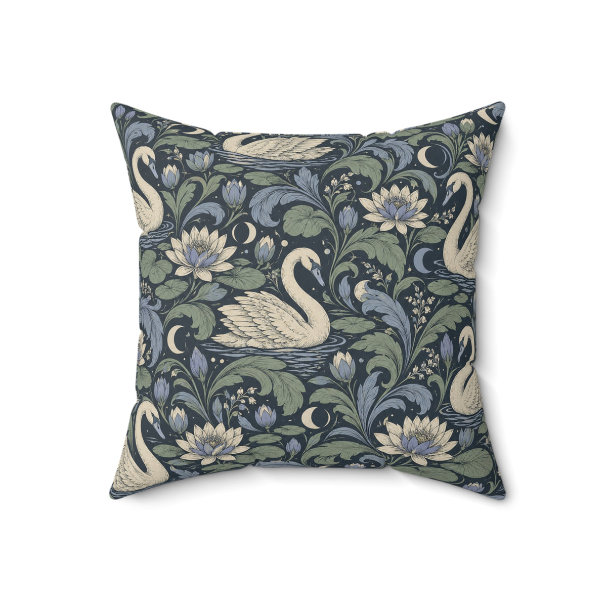 Moonlit Swan Pattern — Accent Pillow