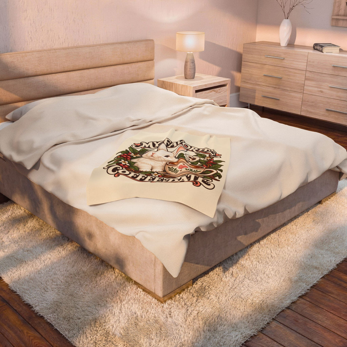 Coffee Companion — Custom Pet Portrait Plush Blanket