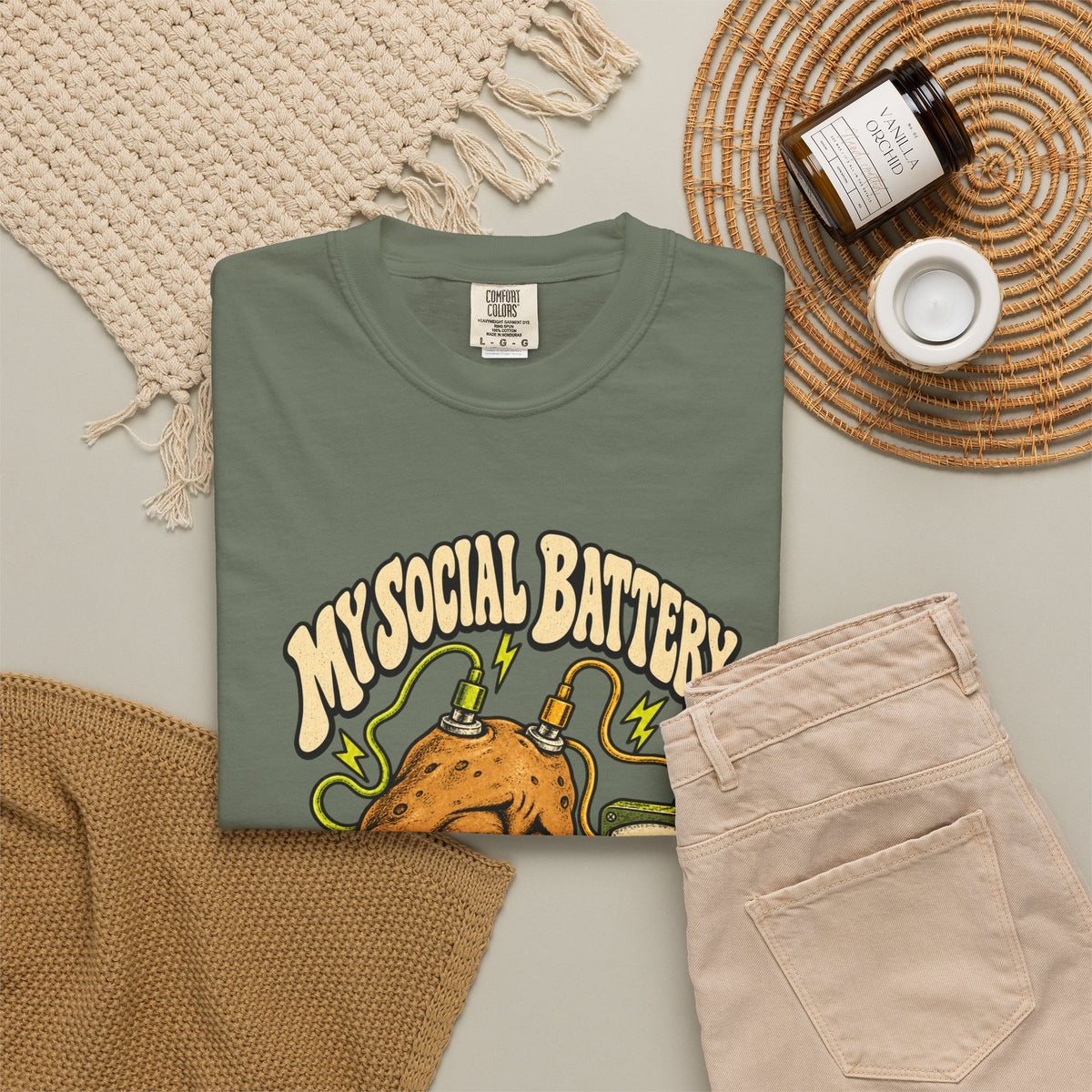 My Social Battery Is a Potato — Garment-Dyed Tee