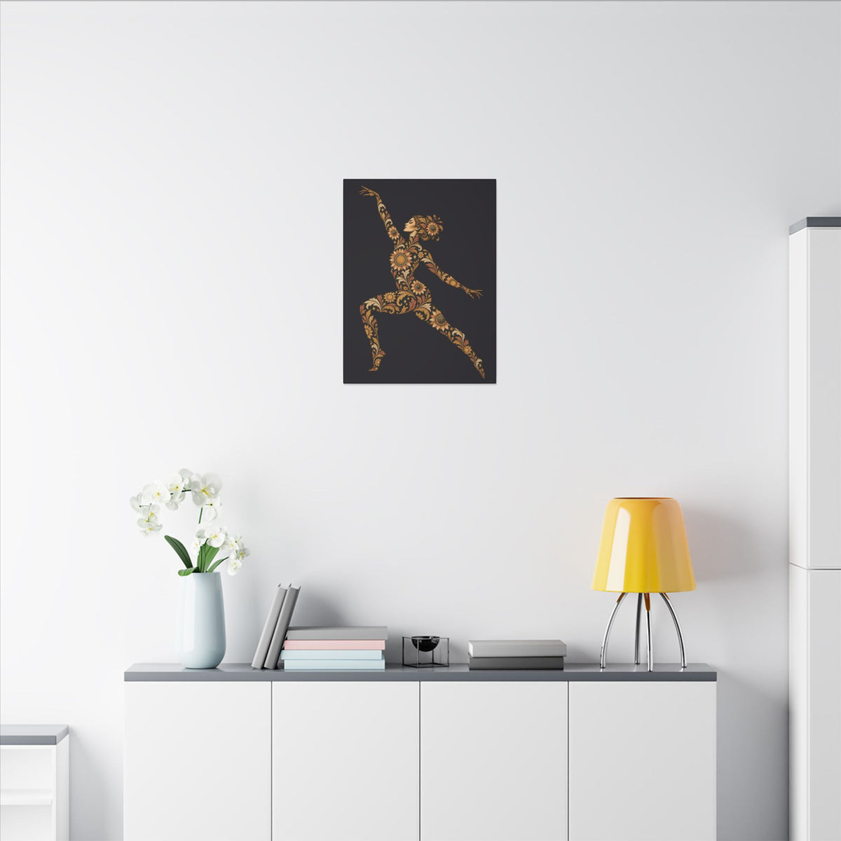 Solar Scroll Muse — Matte Stretched Canvas