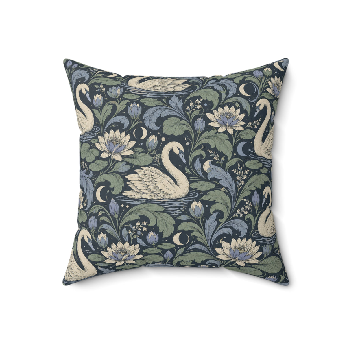 Moonlit Swan Pattern — Accent Pillow
