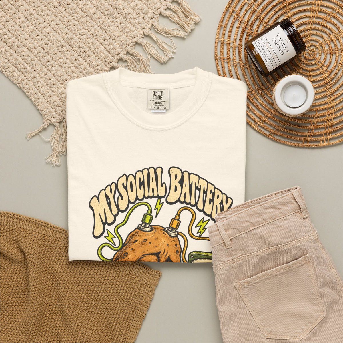 My Social Battery Is a Potato — Garment-Dyed Tee