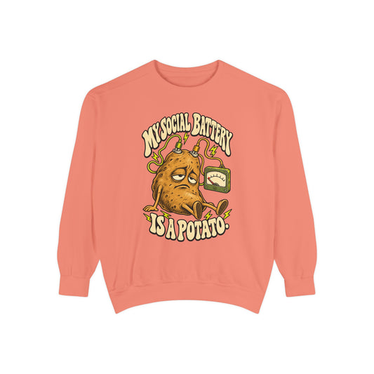 My Social Battery Is a Potato — Garment-Dyed Crewneck