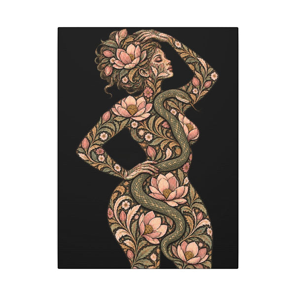 Serpent Magnolia Muse — Matte Stretched Canvas