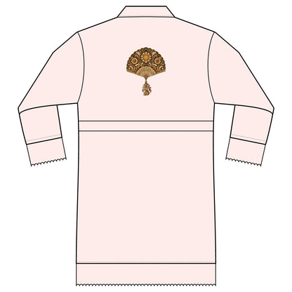 Sunlit Fan — Satin Lounge Robe — Blush — printed back