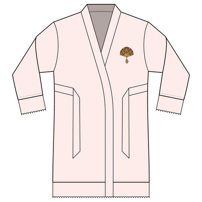 Sunlit Fan — Satin Lounge Robe — Blush — printed left chest front