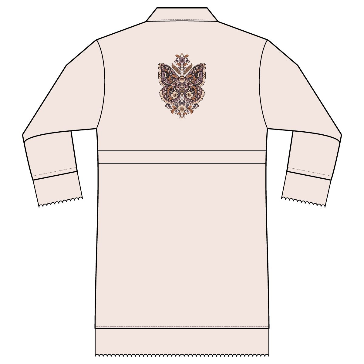 Velvet Empress — Satin Lounge Robe — Champagne — printed back