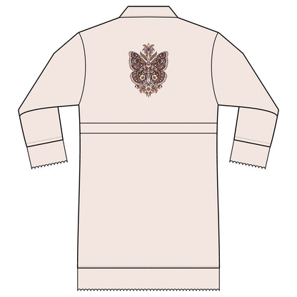 Velvet Empress — Satin Lounge Robe — Champagne — printed back