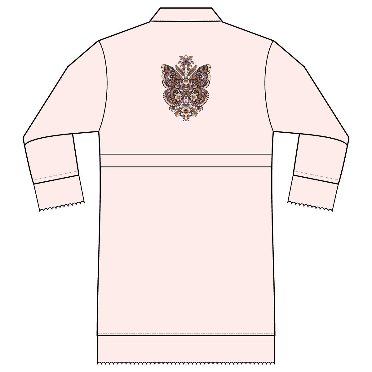 Velvet Empress — Satin Lounge Robe — Blush — printed back
