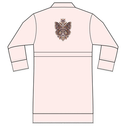 Velvet Empress — Satin Lounge Robe — Blush — printed back